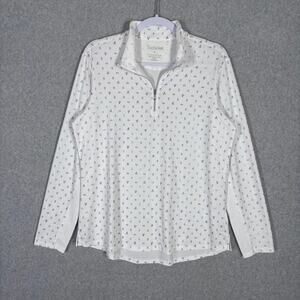 SanSoleil 1/4‎ Zip Golf Polo Top Womens Large Mesh Iridescent Print UPF Cooling